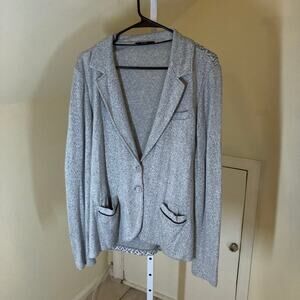Tart EUC Women's Light Gray Knit Blazer with Geo Houndstooth Pattern Size L